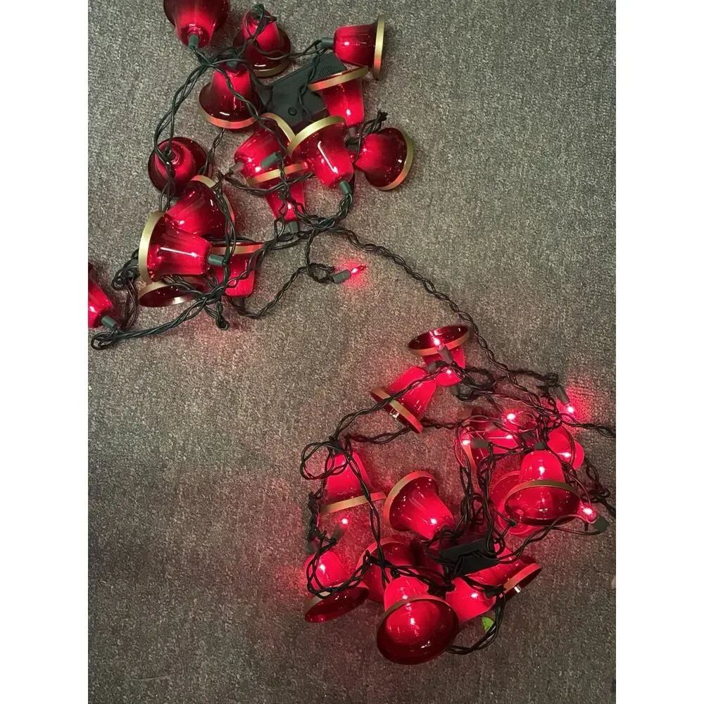 Holiday Time Musical Red Bell String Lights 8ft (Set of 2) Christmas Working